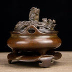 Copper Incense Burner Chinese Brass Incense Burner Kit Traditional Zen Incense Burner Antique Style Office Yoga Home Decor 5.3 * 3.9 * 5.7IN 6.2LB