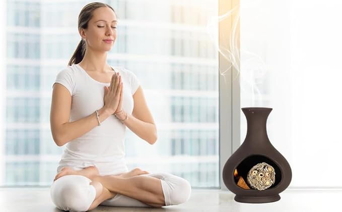 Multi-Functional Palo Santo Holder Burner, Palo Santo Stick and sage smudging Bowl, Modern Chiminea Incense Burner with Chimney, Ash Catcher, Suitable for Spiritual Rituals, Yoga, Meditation