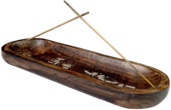 Wood Double Incense Sticks Holder Burner - Large Ash Catcher Handmade Home Decor