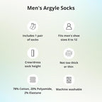 tiemart Men's Socks, Fits Men's Shoe Sizes 8-12
