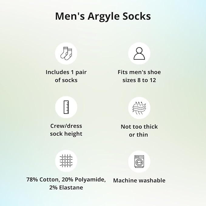 tiemart Men's Socks, Fits Men's Shoe Sizes 8-12