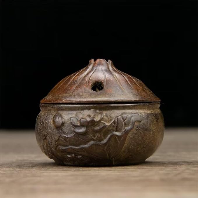 Incense Burner Chinese Incense Holder Brass Incense Burner Zen Copper Incense Burner Antique Style Home Office Fengshui Decor 2.6 * 2.6 * 2.2IN 0.6LB