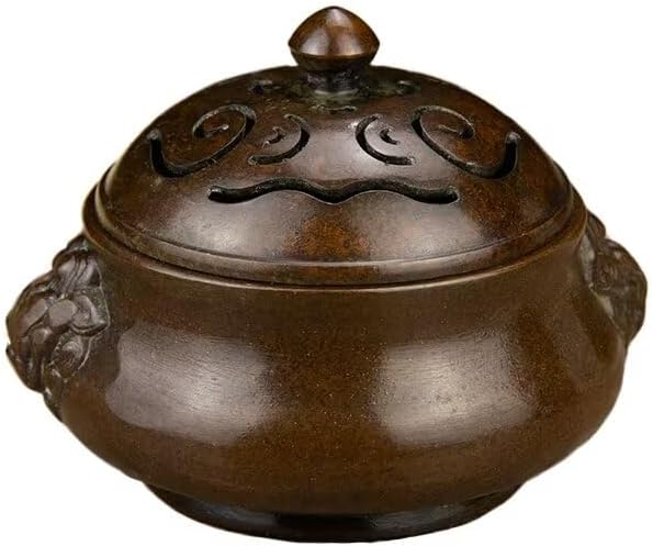 Copper Incense Burner Chinese Brass Incense Burner Kit Traditional Zen Incense Burner Antique Style Office Yoga Home Decor 4.3 * 3.9 * 3.4IN 1.3LB