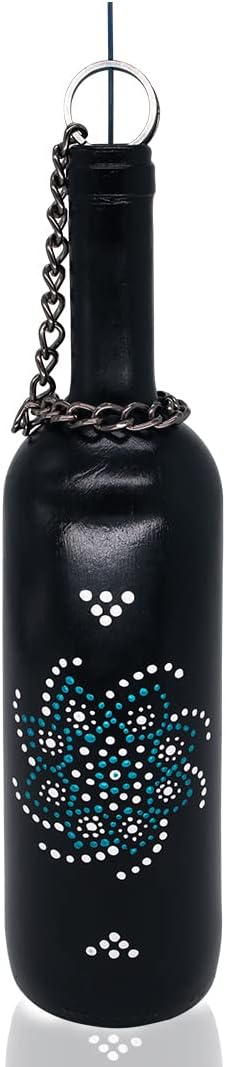 Sermo Glass Smoking Bottle Incense Holder Burner (Mandala Cosmic - Black)