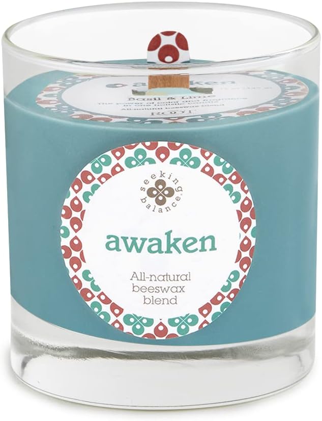 Root Candles Aromatherapy Candles Seeking Balance Wood Wick Spa Candle, 5.8-Ounce, Awaken: Basil & Lime