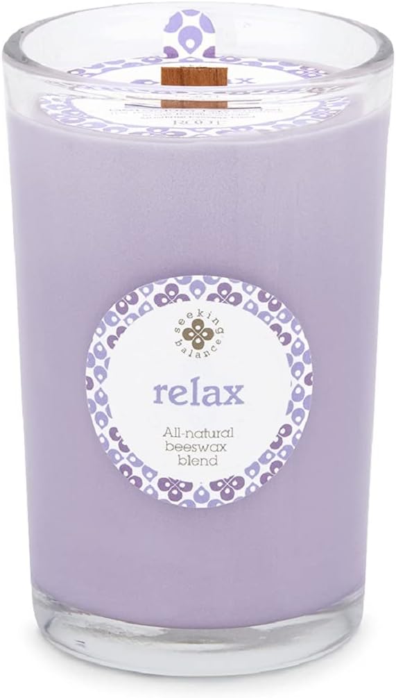 Root Candles Seeking Balance Wood Wick Spa Candle Aromatherapy Candles, 8-Ounce, Relax: Geranium Lavender