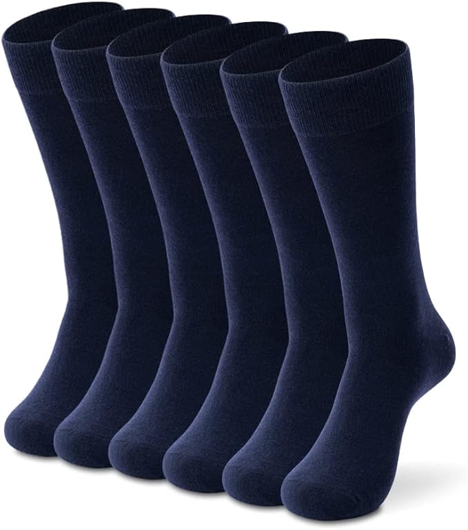 LIXIA Men's Thin Merino Wool Socks, Cozy Winter Warm Breathable Mid-calf Casual Dress Liners 3/6 Pairs Pack