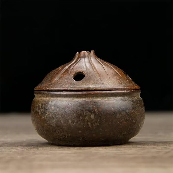 Incense Burner Chinese Incense Holder Brass Incense Burner Zen Copper Incense Burner Antique Style Home Office Fengshui Decor 2.6 * 2.6 * 2.2IN 0.6LB