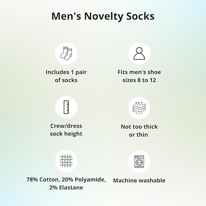 tiemart Men's Socks, Fits Men's Shoe Sizes 8-12