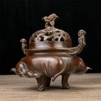 Incense Burner Chinese Incense Holder Brass Incense Burner Zen Copper Incense Burner Antique Style Home Office Fengshui Decor 8.3 * 5.5 * 7.9IN 9.3LB