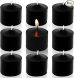 Black Votive Candles, 9 Packs Unscented Small Votives for Halloween, Wedding, Holiday Party, Home (8 Hour), 1.5" D x 1.25" H