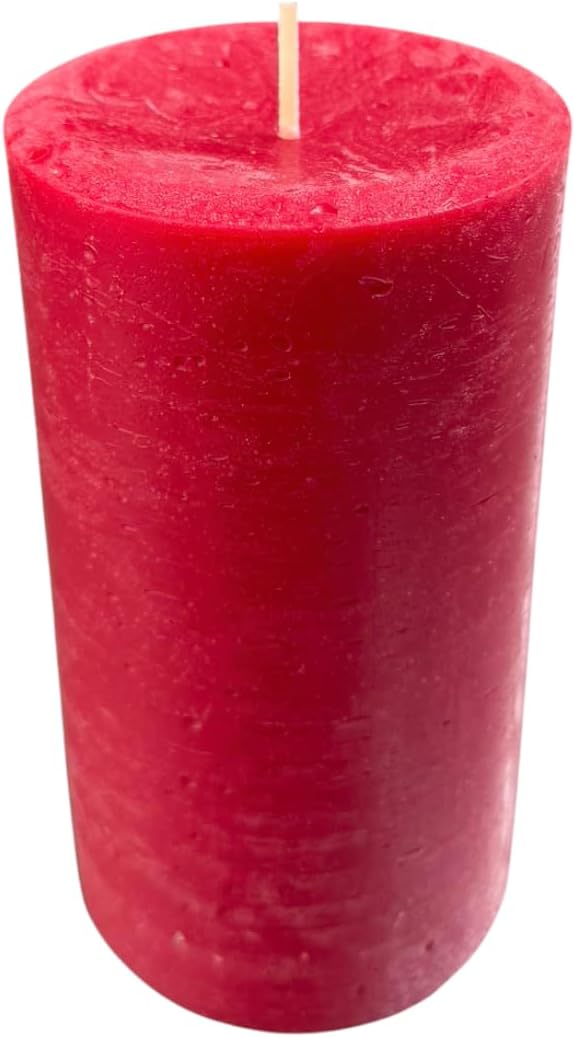 Mister Candle Rustic Red Pillar Candle – 3" x 6" Handmade Unscented Solid Color – 80 Hour Long Burn – Holiday Candle for Christmas Décor, Weddings, Centerpieces & Rustic Home Decorations