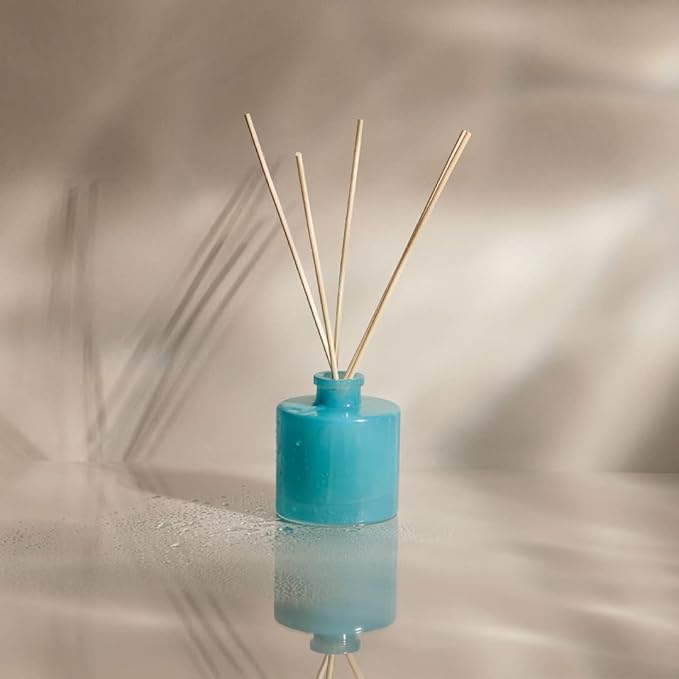 Thymes Petite Reed Diffuser Set – Includes Rattan Wood Sticks, Fragrance Oil, & Glass Bottle – Home Fragrance Oil Diffuser – Luxury Home Decor – Apartment Essentials (Aqua Coralline, 4 fl oz)