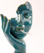 YYW Ceramic Incense Holder,Meditative Backflow Waterfall Incense Burner,Face Thinking Incense Waterfall with 20 Backflow Incense Cones + 30 Incense Stick for Women Men Room Decor