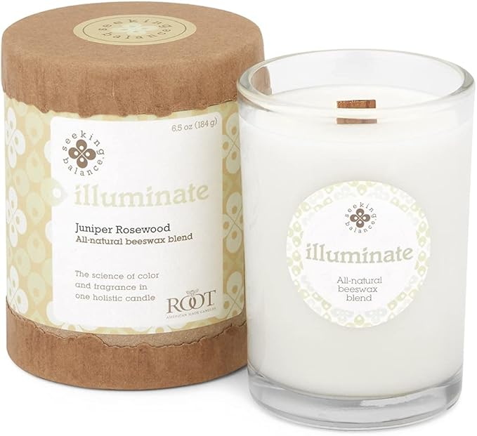 Root Candles Seeking Balance Wood Wick Spa Candle Aromatherapy Candles, 6.5-Ounce, Illuminate: Juniper Rosewood