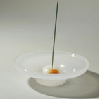 LIULI Glass & JadeIncense Holder, – Glass Ceramic Stick Burner for Meditation, Aromatherapy,The Minimalist Design Burner for Stick Incense (White Base Amber Insert)