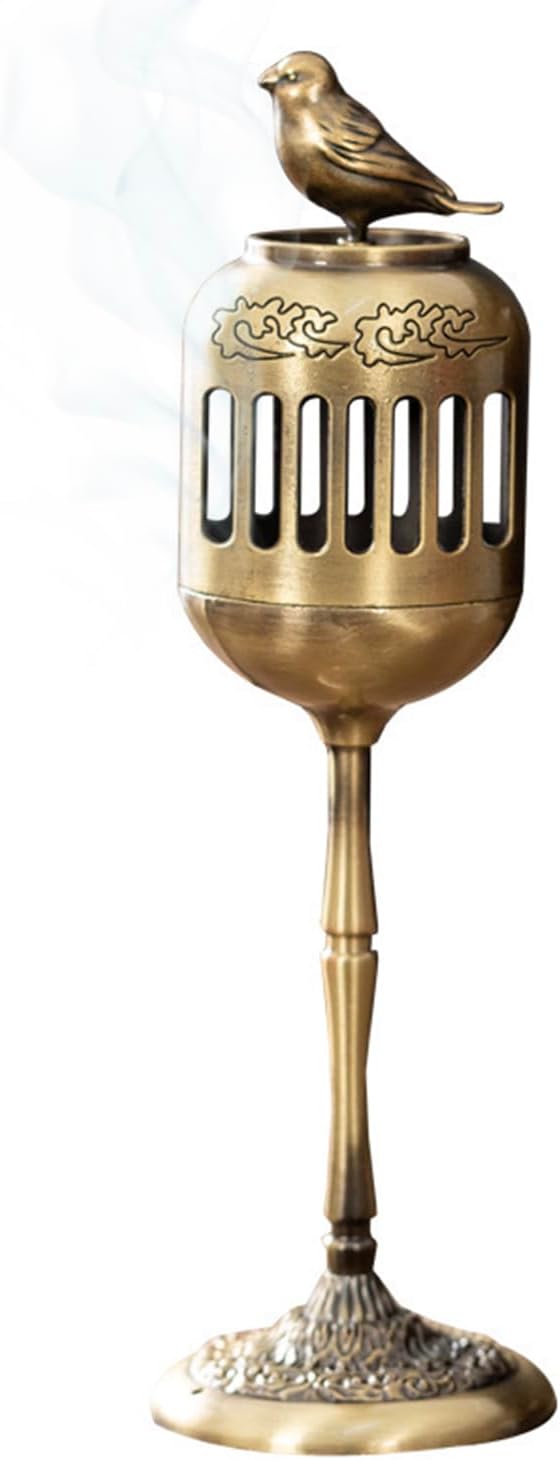 Antique Golden Magpie Lantern Incense Burner, Multi-Use Decorative Incense Holder, Elegant Zinc Alloy Craftwork, Ideal for Meditation, Relaxation, and Home Decor (Golden Magpie)