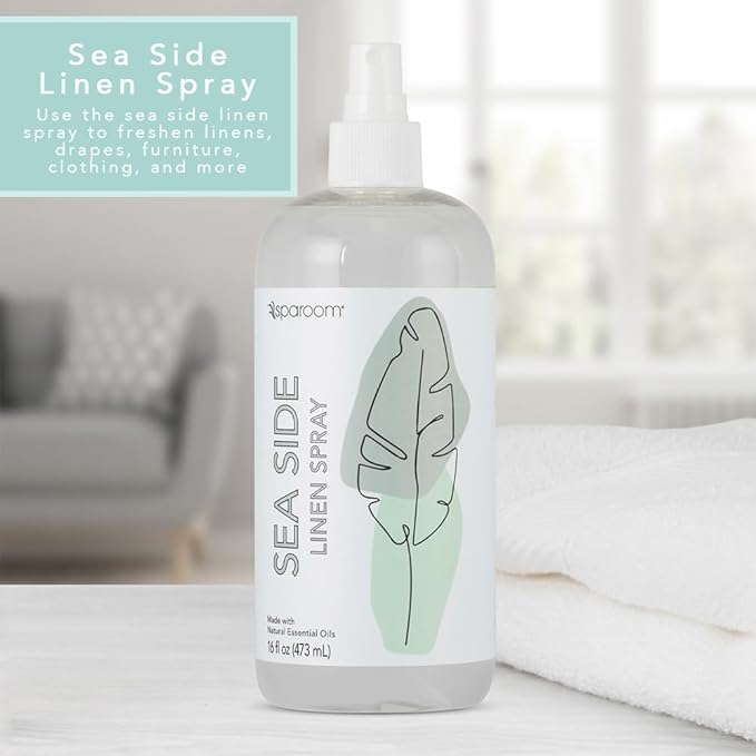 SpaRoom Aromatherapy Linen and Fragrant Room Spray Made with Essential Oils, 16 Ounces, Sea Side ~ Salty, Breezy, Coastal