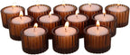 VOHO Tealight Candle Holder Set of 24, Glass Tealight Candle Holder Decorative for Wedding Centerpiece, Small Votive Candle Holders for Birthday Party(2 x 1.4 Inch, Brown)
