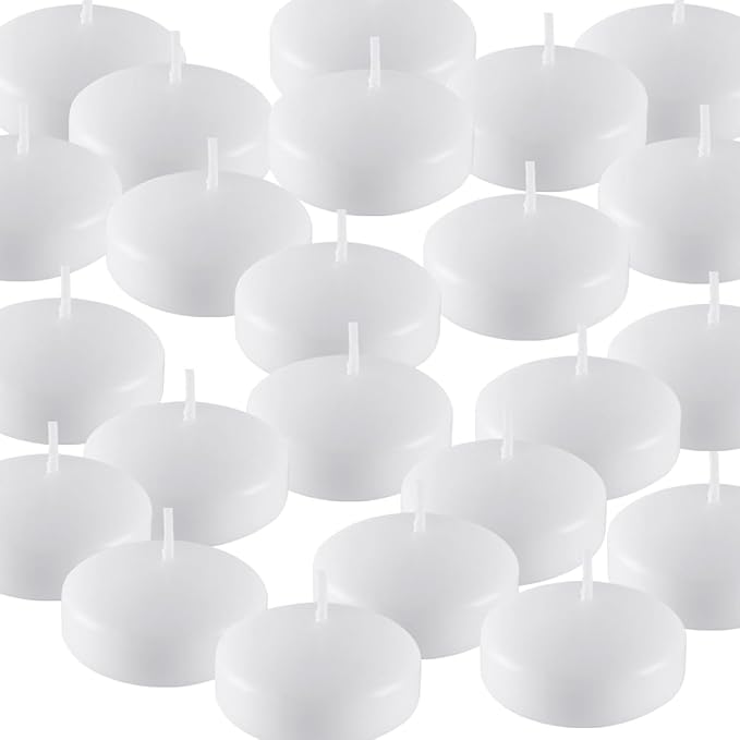 50 Pack of 2-Inch White Floating Candles - Ideal for Weddings, Home Décor, Spa Baths, and Romantic Settings.
