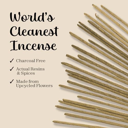White Copal Incense Sticks Mexico - (40+ Sticks) Thick, Natural Resin Incense & Clean Charcoal Free Made from Upcycled Flowers | Sweet Smelling Spiritual Incense for Purification (Incienso De Copal)…