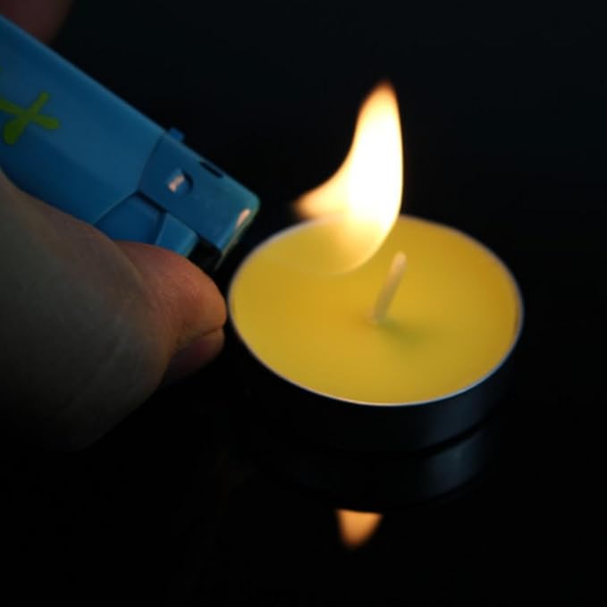 Tea Candles Wedding 10 Pack Party and Home Decoration Votive Parties Tealight Small Wishing Bulk with 1.5-2 Hours Extended Burn Time Mini for Birthday Emergency Family (Yellow)