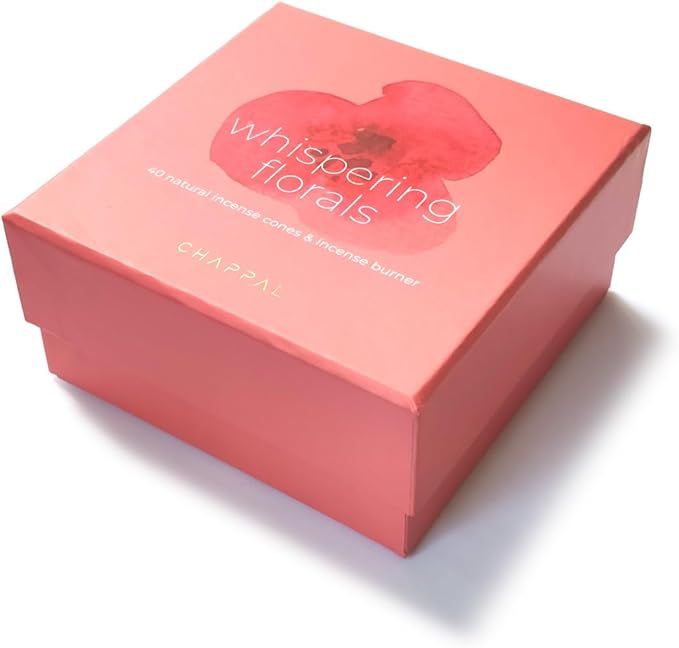 Whispering Florals Meditation Set – Floral Scented Cone Incense with Elegant Travertine-Brass Holder for Relaxation, Meditation & Aromatherapy