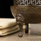 Copper Incense Burner Chinese Brass Incense Burner Kit Traditional Zen Incense Burner Antique Style Office Yoga Home Decor 4.2 * 4.2 * 5.1IN 1.8LB