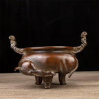 Incense Burner Chinese Incense Holder Brass Incense Burner Zen Copper Incense Burner Antique Style Home Office Fengshui Decor 8.3 * 5.5 * 7.9IN 9.3LB