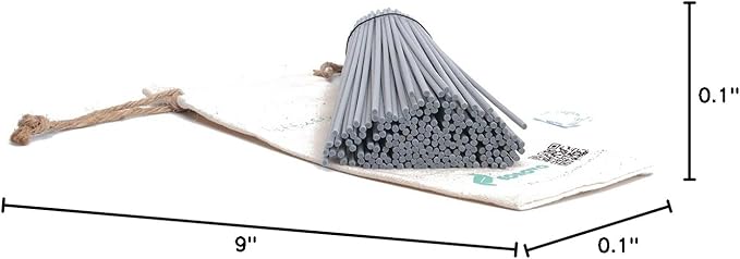 Resafy Reed Diffuser Sticks, Jecnovo Pack of 100 Fiber Sticks with Handmade Linen Bag, Safe and Non-Toxic, 9 Inches Long 3mm Diameter Aromatherapy Diffusers for Home, Spa and Office(Grey)
