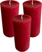 Mister Candle Dripless Unscented Pillar Candles, Set of 3 Hand Poured Red Pillar Candles, Solid Color Non-Scented Candles for Home Decor, Premium Wax, 80 Hr Burn Time, 3x6 Inch