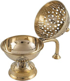 DSH CRAFTING YOUR CURIOSITY Dsh Home Purifying Brass Dhuna Loban Burner Dhooni Dhoop Dani Dhuni Brass Table Dhoop Dani Incense Burner for Loban. (Medium)