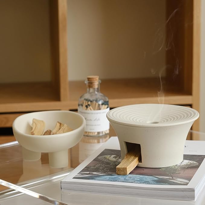 Round Palo Santo Holder, Stick Burning Incense Burner, Home Decor for Meditation or Relaxation, Spiritual Gift