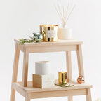 Thymes Frasier Fir Candle - Gilded Collection - Wood Grain Ceramic Design with 24-Karate Gold Rim - Mountain Fresh Fragrance - Elegant Winter Candle Scents - Gifts for Women & Men (Petite, 6 oz)