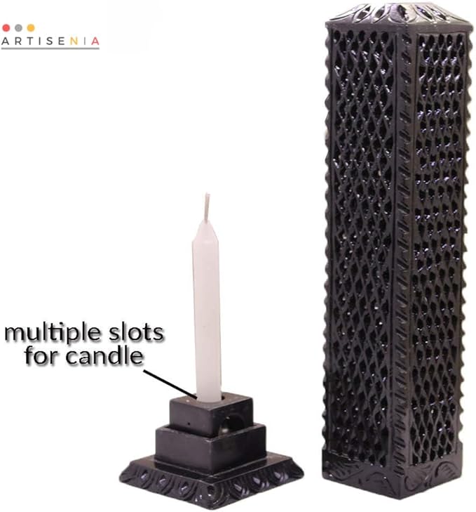 Handmade Black Soapstone Incense Stick Tower Holder | Marble Incense Stick Tower Burner Holder Spa Aromatherapy Home Office Fragrance Accessories Home Office Decor - (11 X 3 Inches)