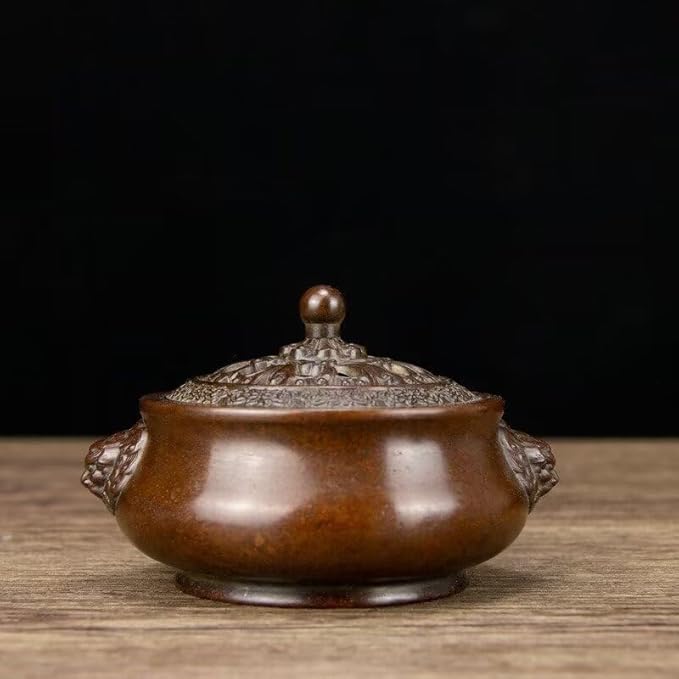 Copper Incense Burner Chinese Brass Incense Burner Kit Traditional Zen Incense Burner Antique Style Office Yoga Home Decor 4.5 * 3.7 * 3IN 1.5LB