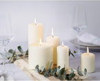 BOLSIUS 6 Ivory Pillar Candles Bulk - 3x3 Inches Candle Set - 25+ Hours Clean Burning - No Palm Oil - 0% Animal Fat - Premium European Quality - Unscented Dripless Dinner Pillars