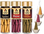 The Aroma Factory Organic Incense Dhoop Cones 3x30 Cones Jute Gift Set with Holder (Royal Luxury)