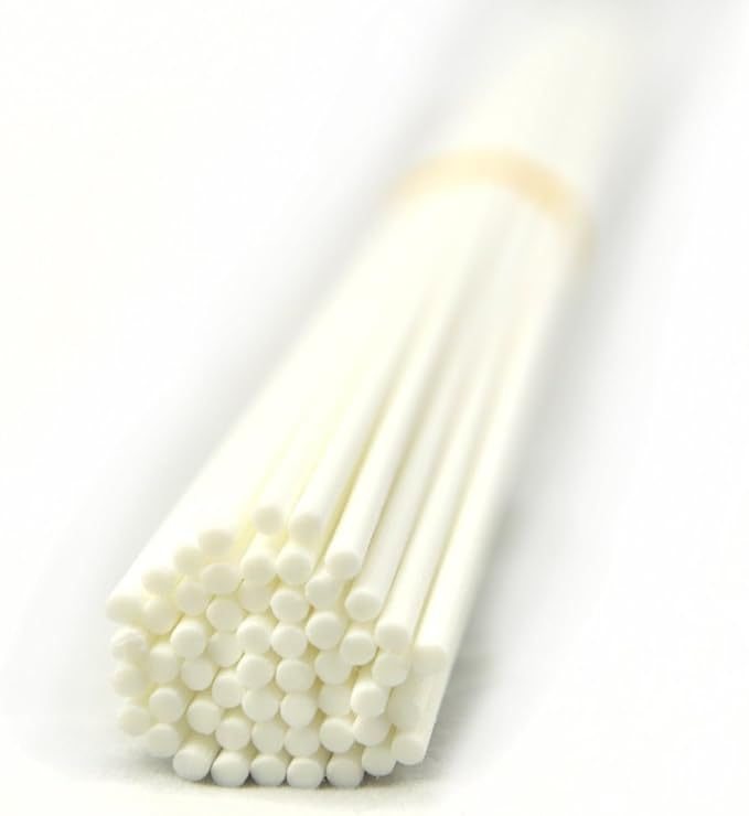 50 Pieces Fiber Reed Diffuser Replacement Refill Sticks for Aroma Fragrance (White, 10" x3mm)