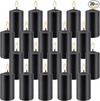 2"x4" High Black Pillar Candles, Set of 20 Unscented. Bulk Buy. Ideal for Halloween, Wedding, Emergency Lanterns, Household, Wedding and Home Décor Candlesticks