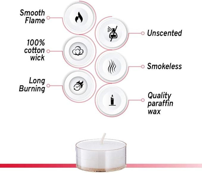 Lerner Clear Tea Lights Candles Bulk - 4.5 Hour Clear Cup Tealight 50 Pack - Consistent Smkless Clean Burning - Holiday, Wedding, Spa, Emergency and Home Decoration Candles