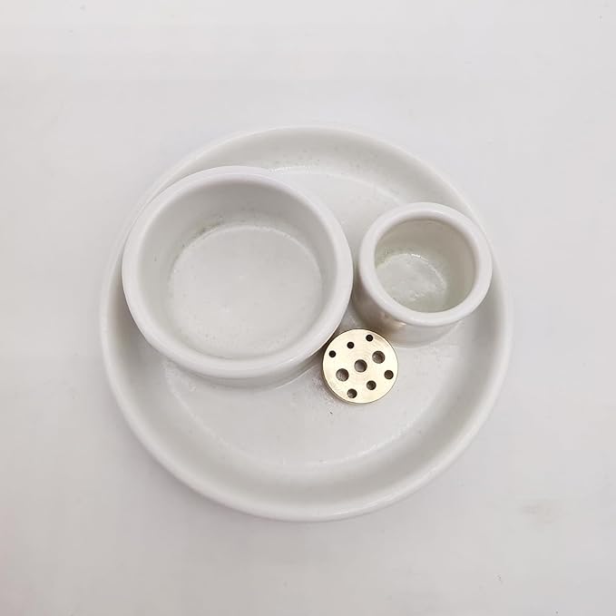 4 in 1 Incense Holder, Palo Santo Stick Holder,Sage Holder for Burning- 4.25" Sage Incense Holder for Meditation Room Home Decor (White Speckles)