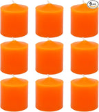 Orange Votive Candles, 9 Packs Unscented Small Fall Votives for Thanksgiving Day Wedding, Holiday Party, Home (8 Hour), 1.5" D x 1.25" H