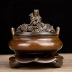 Copper Incense Burner Chinese Brass Incense Burner Kit Traditional Zen Incense Burner Antique Style Office Yoga Home Decor 5.3 * 3.9 * 5.7IN 6.2LB