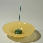 LIULI Glass & JadeIncense Holder, – Glass Ceramic Stick Burner for Meditation, Aromatherapy,The Minimalist Design Burner for Stick Incense (Amber Base Green Insert)