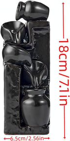 Unique Cascading Basins Ceramic Waterfall Incense Holder, Paired with a Pack of Backflow Incense Cones. (Black)