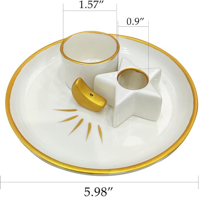 Incense Burner Holder, Palo Santo Holder, Sage Holder for Burning, Incense Holder for Sticks, Candle Holder, 5.9 inches Ceramic Ash Catcher Tray for Meditation Yoga Room