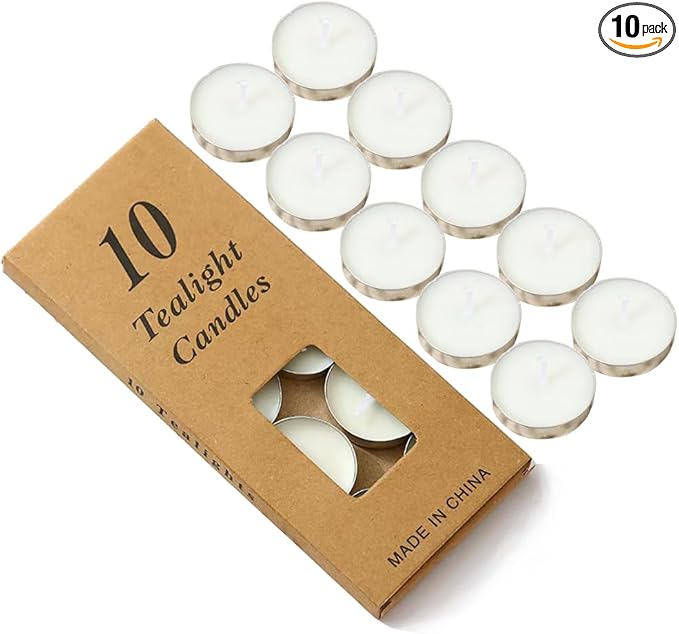 Colored tealight Candles Handmade Organic Tea Lights Set of 10pack Small red Candles 1.5-2 Hours Burn Tea Lights for Valentine's Day, Birthday, Votive Parties ，Home Decoration (White)