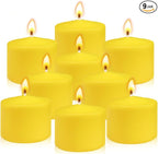 9-Pack 1.25-Inch Yellow Votive Candles, Unscented Small Tealight Candle for Home Decor Summer Special Occasions