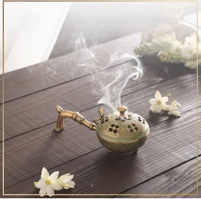 Hand Crafted Metal Lobandan Charcoal Incense Burner/Bakhoor Burner Ld-28 Standard Gold